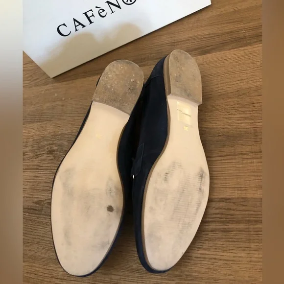 CafèNoir Italy, Suede Loafers with Chain Night Blue in Size 8 (39EU). - Picture 8 of 9